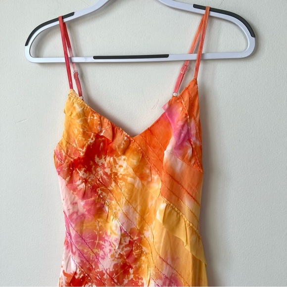 Princess Polly Lars Maxi Dress Ruffle Sunset Orange Multi Watercolor - Picture 4 of 10